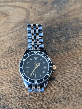 Tag Heuer Black and Gold Two-Tone Dive Watch
